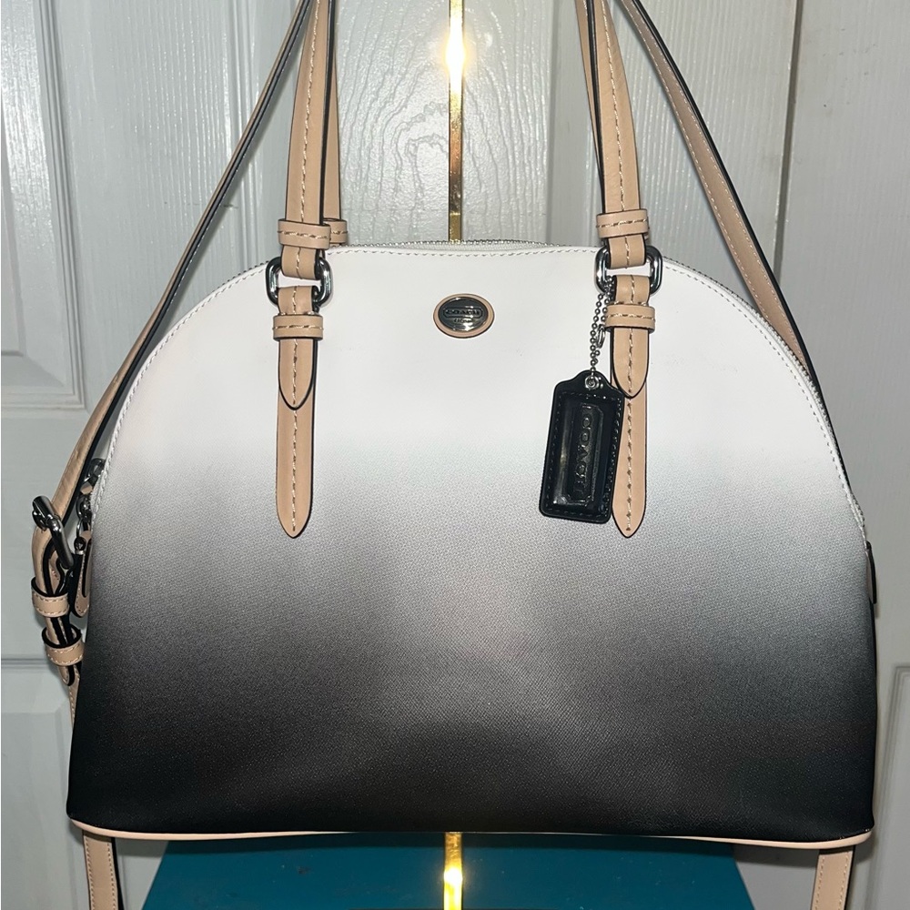 Coach Peyton Cora Domed Satchel Black and White Ombre Women's Bag